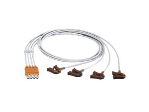 4-adr. Elek.kabel, Clip, abg. AAMI, OP EKG-Pat.kabel, Brust, Kopf orange