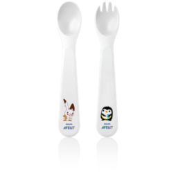 Avent شوكة وملعقة للأطفال 12 شهراً وما فوق