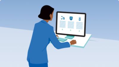 Illustration of provider looking at computer