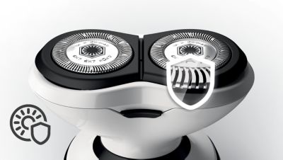 Rounded edges move smoothly over skin for a protective shave