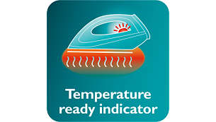 Lampu indikator suhu memberi tanda bahwa setrika sudah cukup panas