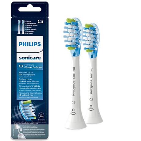 HX9042/17 Philips Sonicare C3 Premium Plaque Defence Lot de 2 + blanc + têtes de brosse à dents soniques