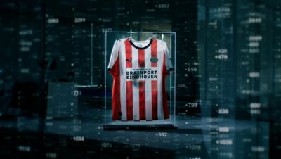 PSV football jersey displayed in digital data environment representing AI analysis
