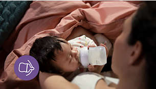 A tetina liberta leite quando o bebé bebe ativamente