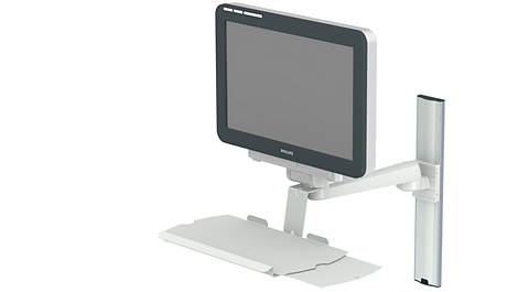 Single pivot arm (325mm) mounting options, with keyboard holder Mounting solution