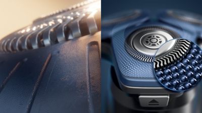 Protective SkinGlideコーティングを施したフィリップスシェーバーヘッドのクローズアップ