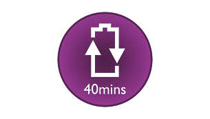 Up to 40 minutes wirefree epilation, quick 1-hour recharge