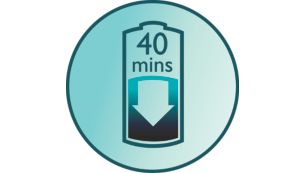 Jusqu'à 40 minutes de rasage sans fil
