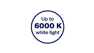 色温度 6000K がもたらす明瞭な白色光