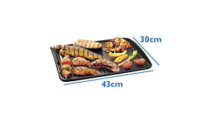 Extra-large grilling surface for family-sized servings