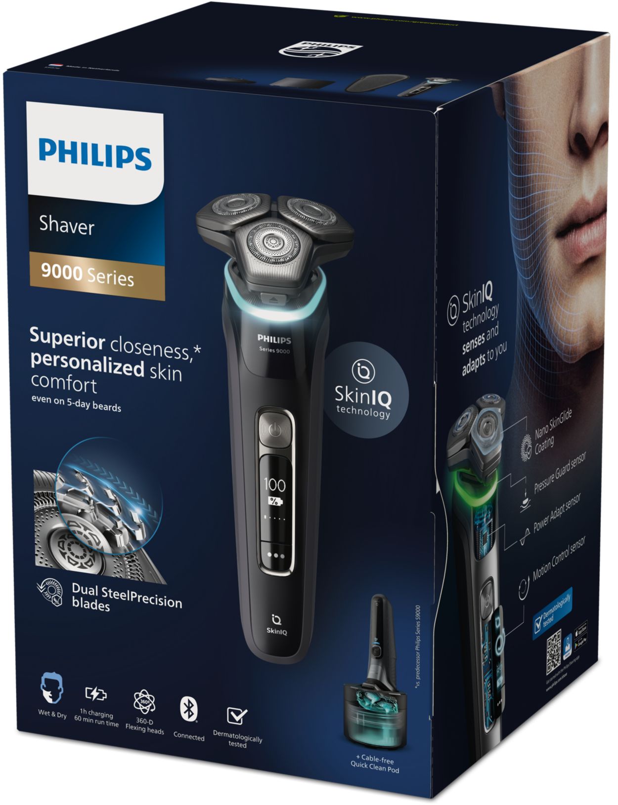 Shaver series 9000 Afeitadora eléctrica Wet & Dry con SkinIQ S9976