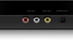 Fleksibelt output: (Analog) AUX-udgang, (Digital) COAX og OPTIC