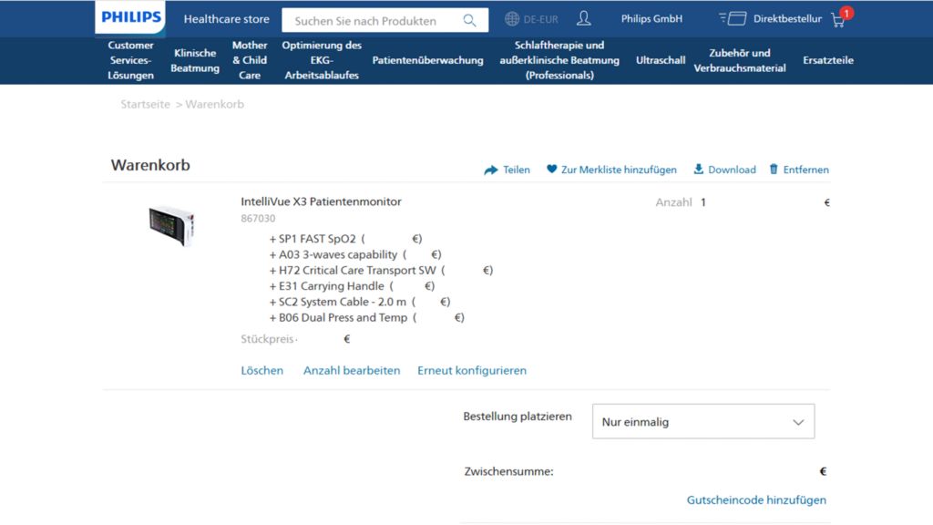 Philips-Online-Benutzeroberfläche