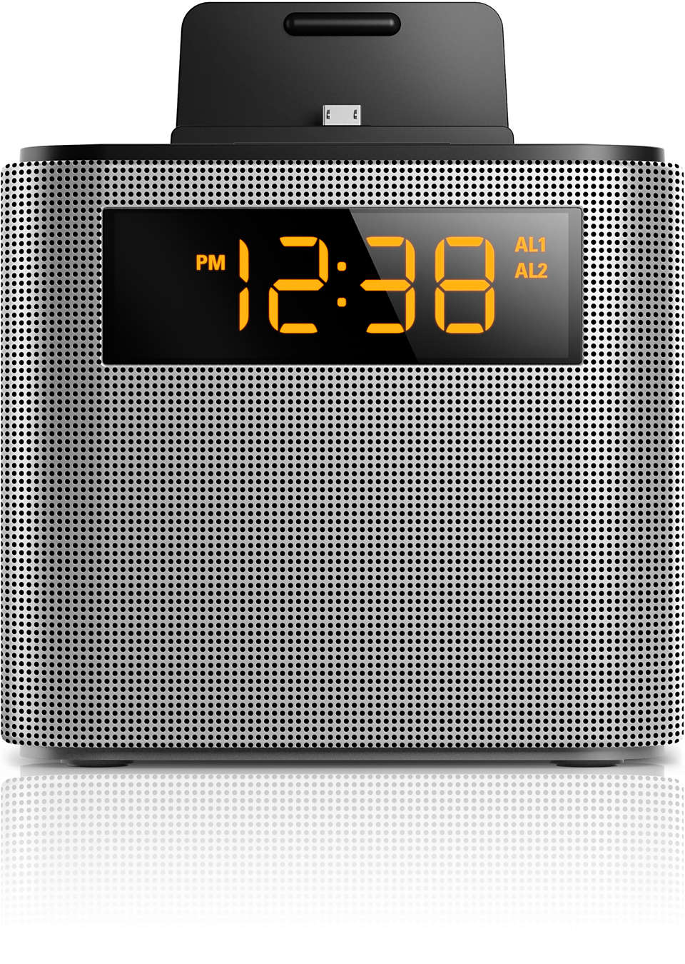 Wake up to FM radio and a smartphone fully charged