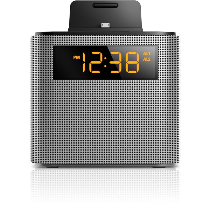 Wake up to FM radio and a smartphone fully charged