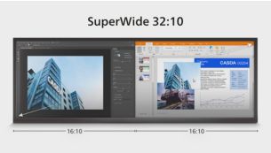 Zaslon 32 : 10 SuperWide je zasnovan, da nadomesti nastavitve z več zasloni
