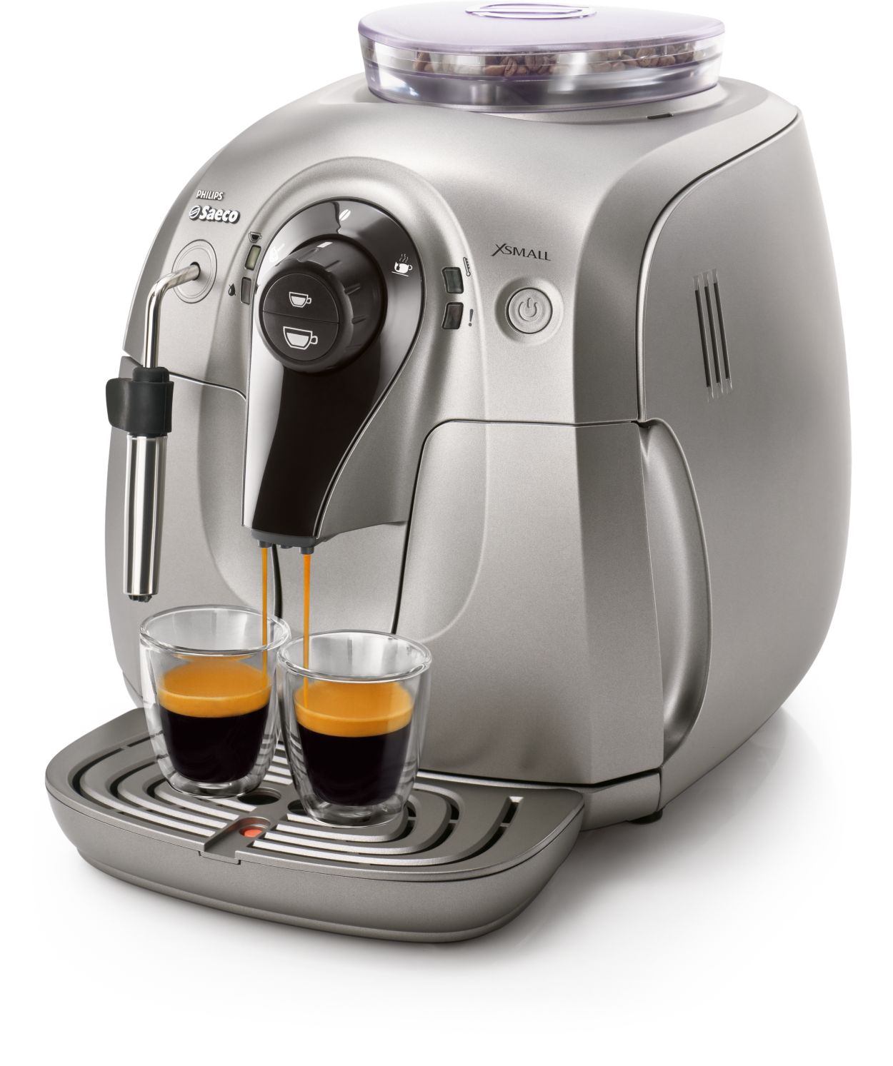 Saeco HD8745/23 - Cafetera Saeco Xsmall espresso automática 1400W con  espumador de leche clásico, molinillos 100