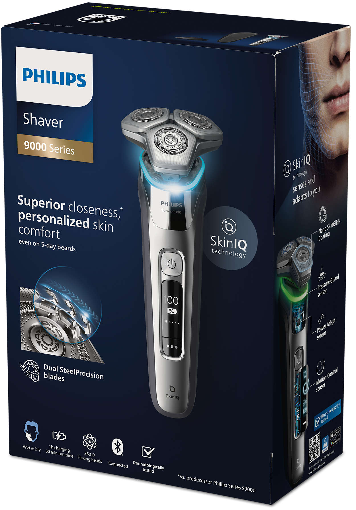 Shaver series 9000 Elektrischer Nass- und Trockenrasierer mit SkinIQ S9975/ 35 | Philips