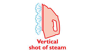 Vertical steam for crease removal in hanging fabrics