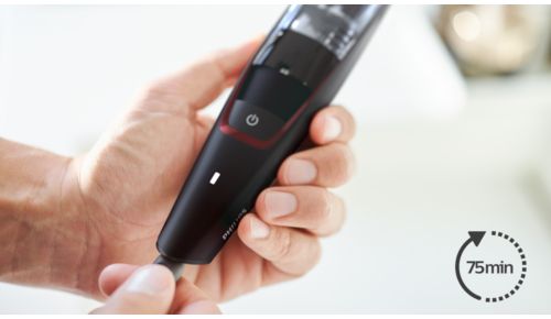 Up to 75 min runtime after a 1 hour charge, or plug it in