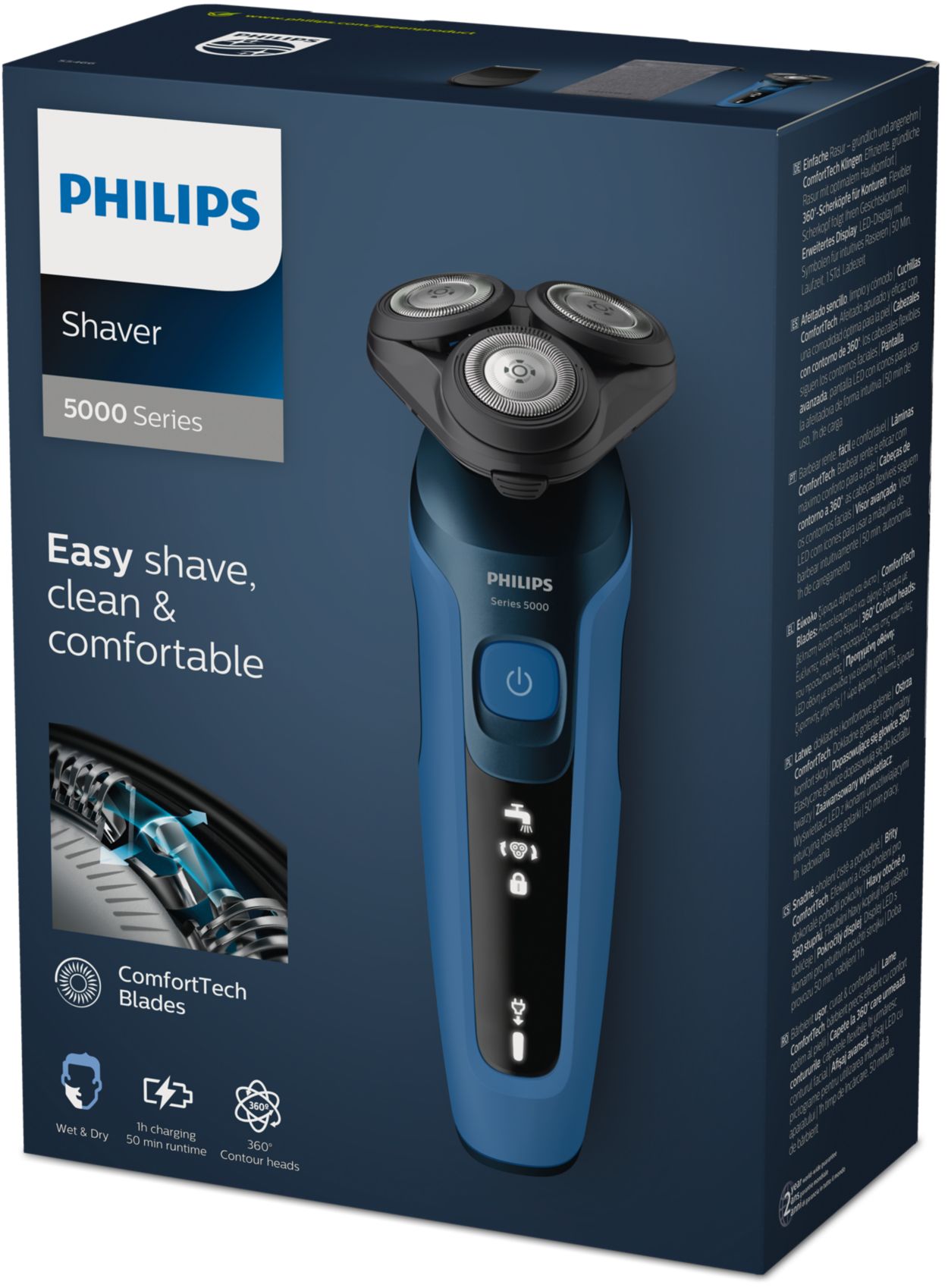 Rasoir Philips Series 5000, rasoir électrique 100 % étanche, lames  ComfortTech à 360°, têtes de contour, affichage avancé, tondeuse de  précision