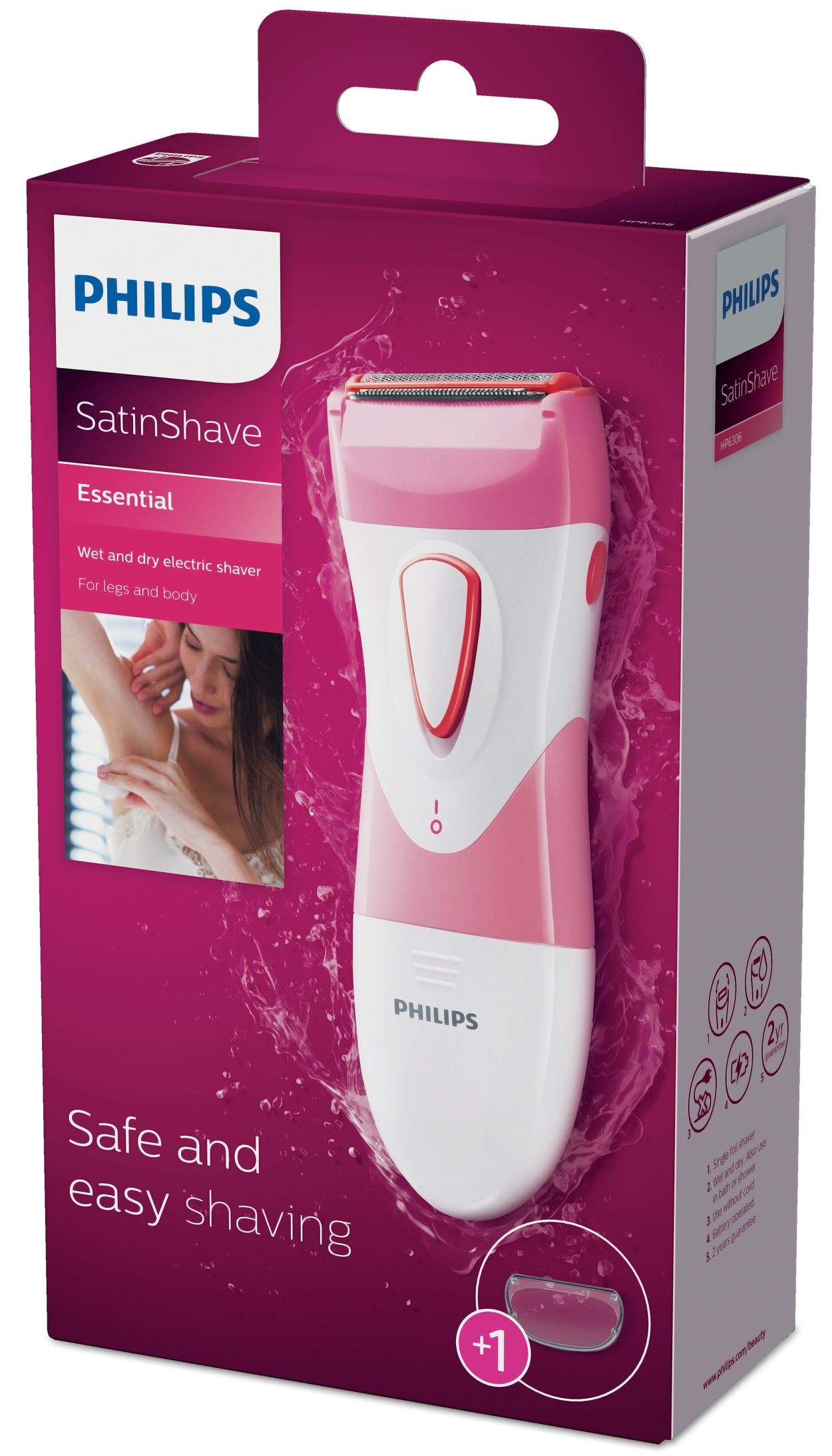 Philips Beauty Satinshave - Maquinilla de afeitar eléctrica para mujer,  afeitadora eléctrica húmeda y seca para piernas, recortadora de pelo