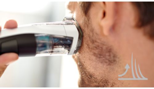 Tilt de haren op voor moeiteloos, gelijkmatig trimmen