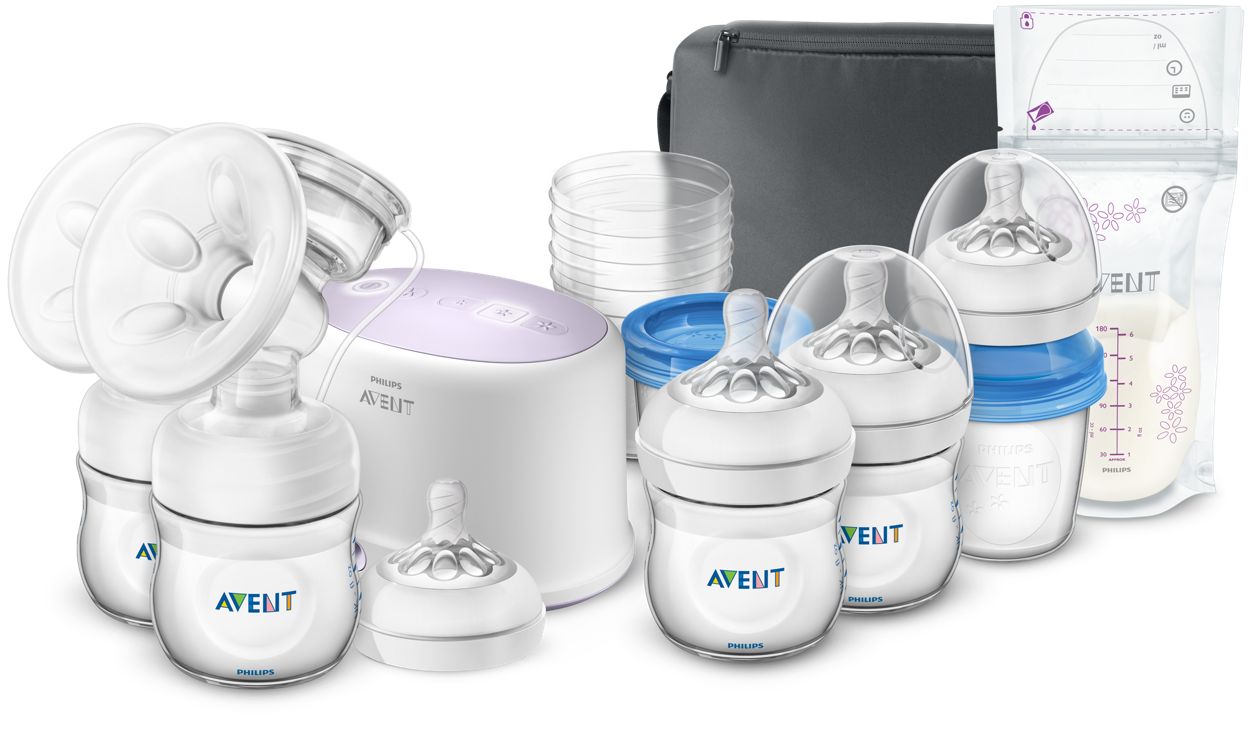 Philips avent double electric breast pump with sales breastfeeding accessories