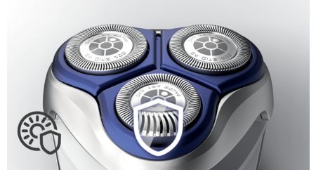 Rounded edges move smoothly over skin for a protective shave