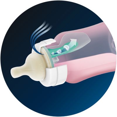 Valve in the nipple prevents vacuum build-up*