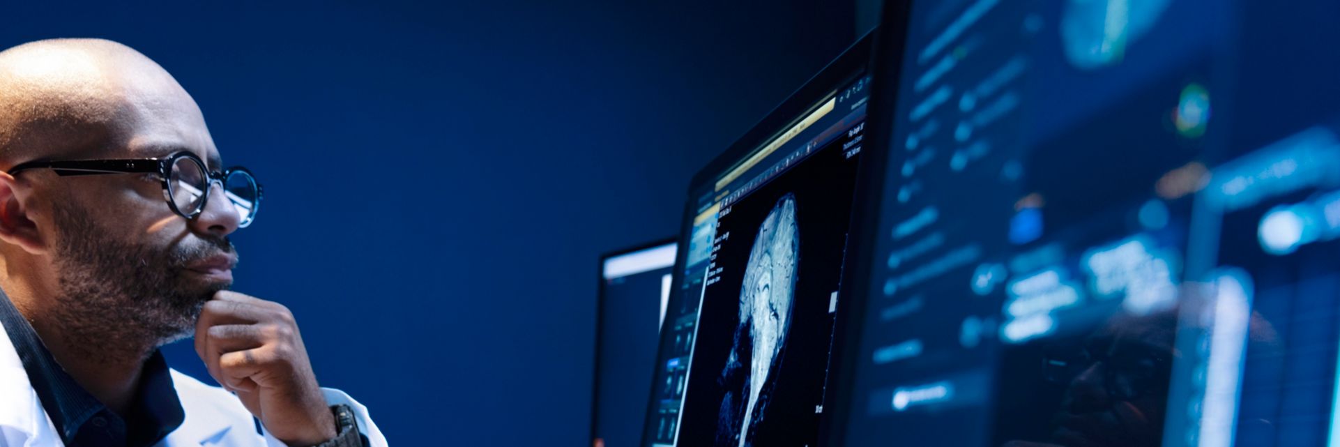 Radiologist analyzing MRI