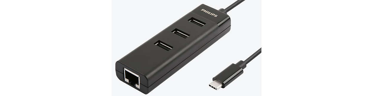 USB-C socket Hub expand to 4 Ports Mini HUB.