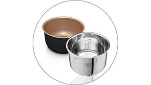 non-stick pot and additional stainless steel pot