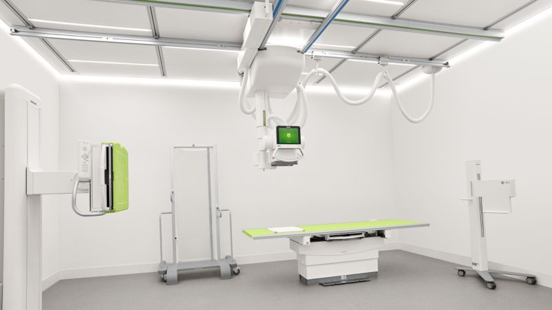 Solución de radiografía digital montada en el techo