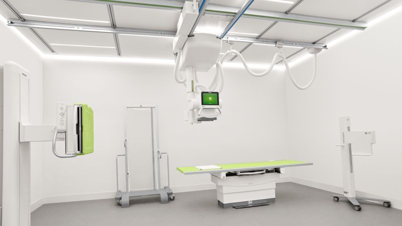 Ceiling-mounted digital radiography solution