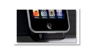 Tilting dock for iPod recharge and music playback