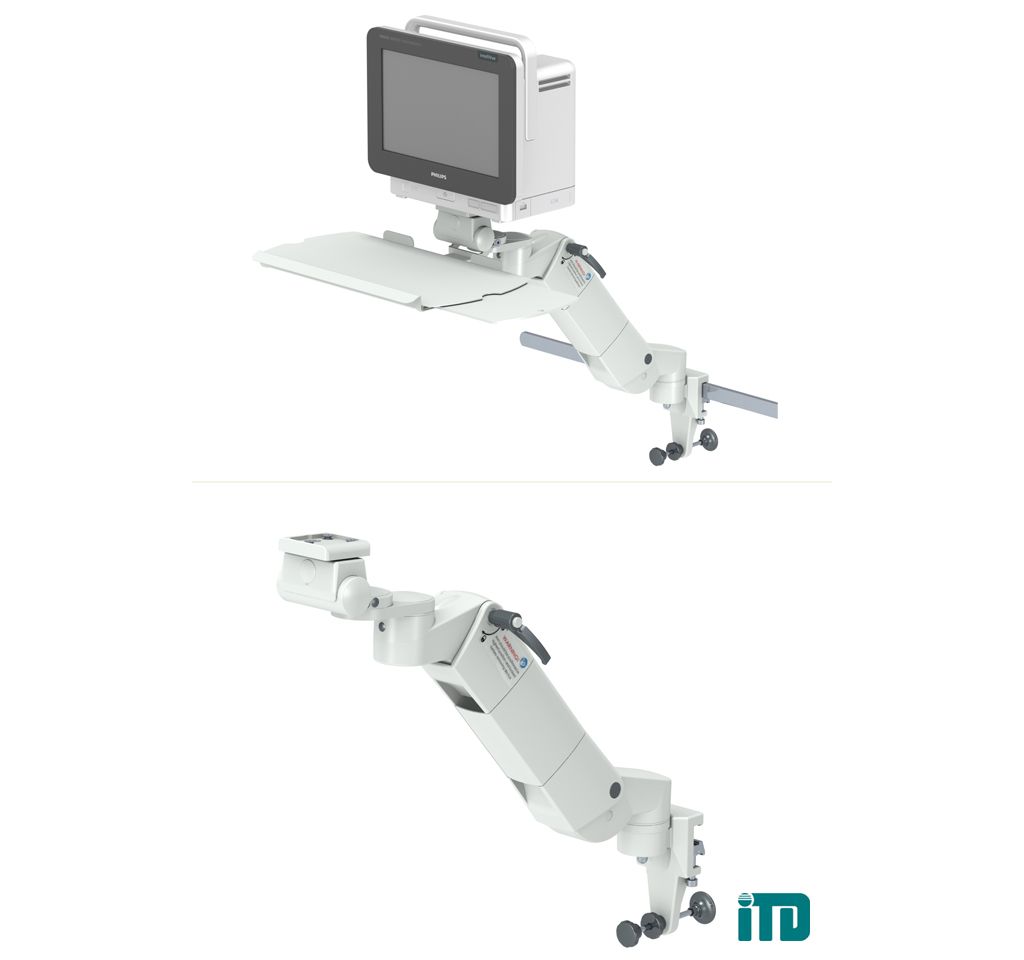 Height adjustable arm on horizontal standard runner