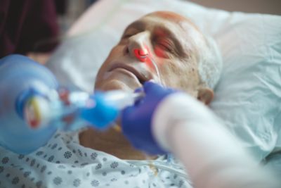 Patient with Alar Sensor and vent bag