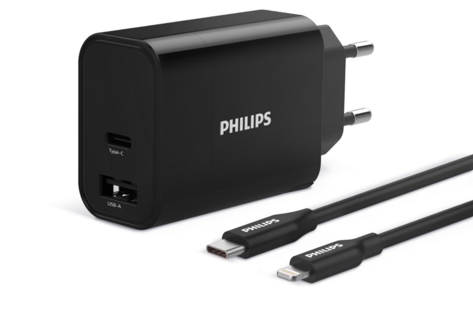 Wandoplader met 1 USB-C- en 1 USB-A-poort