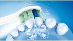 Grâce au mouvement de nettoyage dynamique Philips Sonicare, le fluide est poussé entre les dents