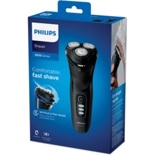 Shaver series 3000 Wet or dry electric shaver with handy travel pouch