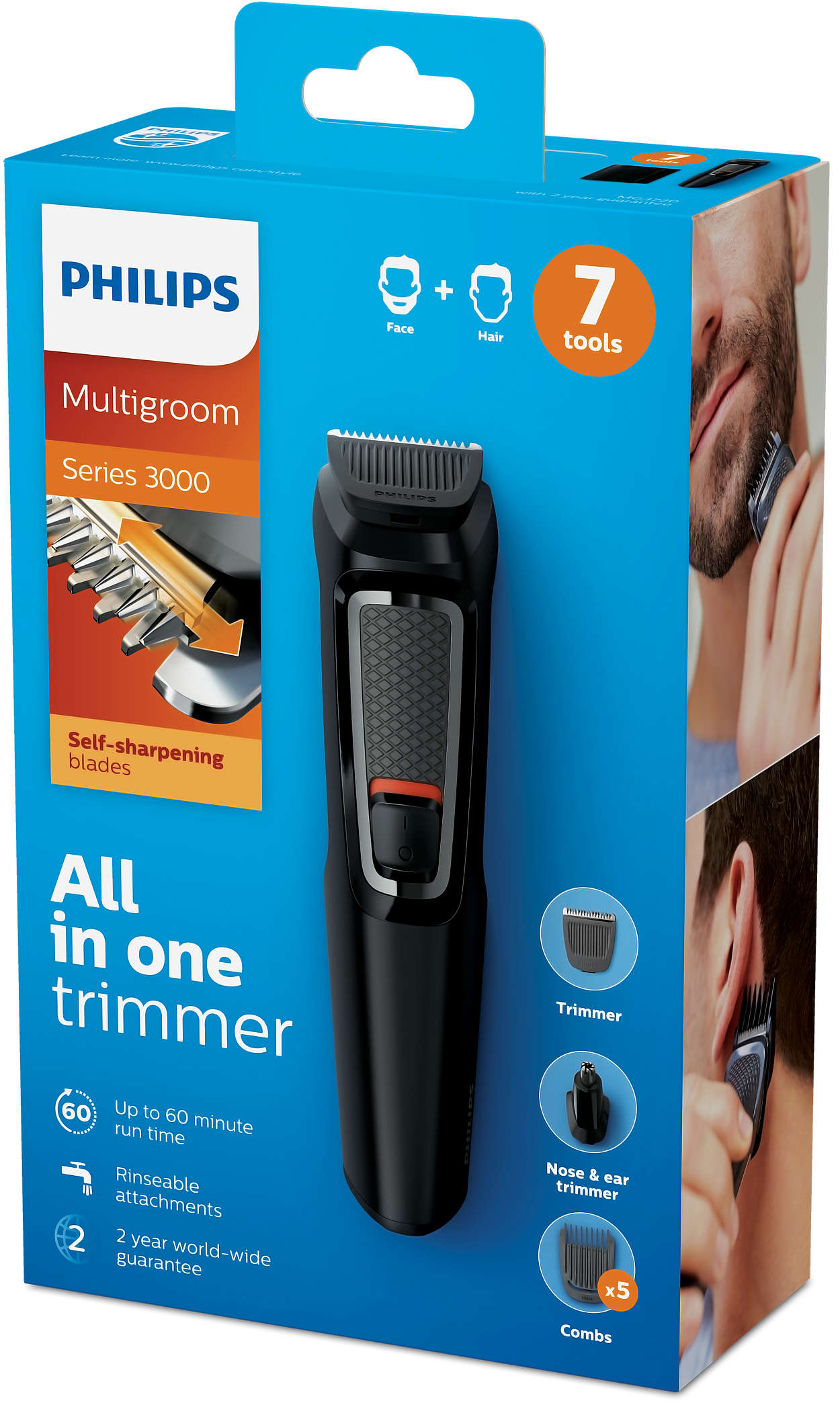 Multigroom series 3000 7-in-1, Face and Hair MG3720/33 | Philips
