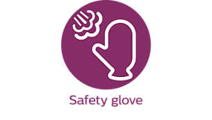 使用蒸汽喷射熨烫时，防烫手套可为您提供额外保护