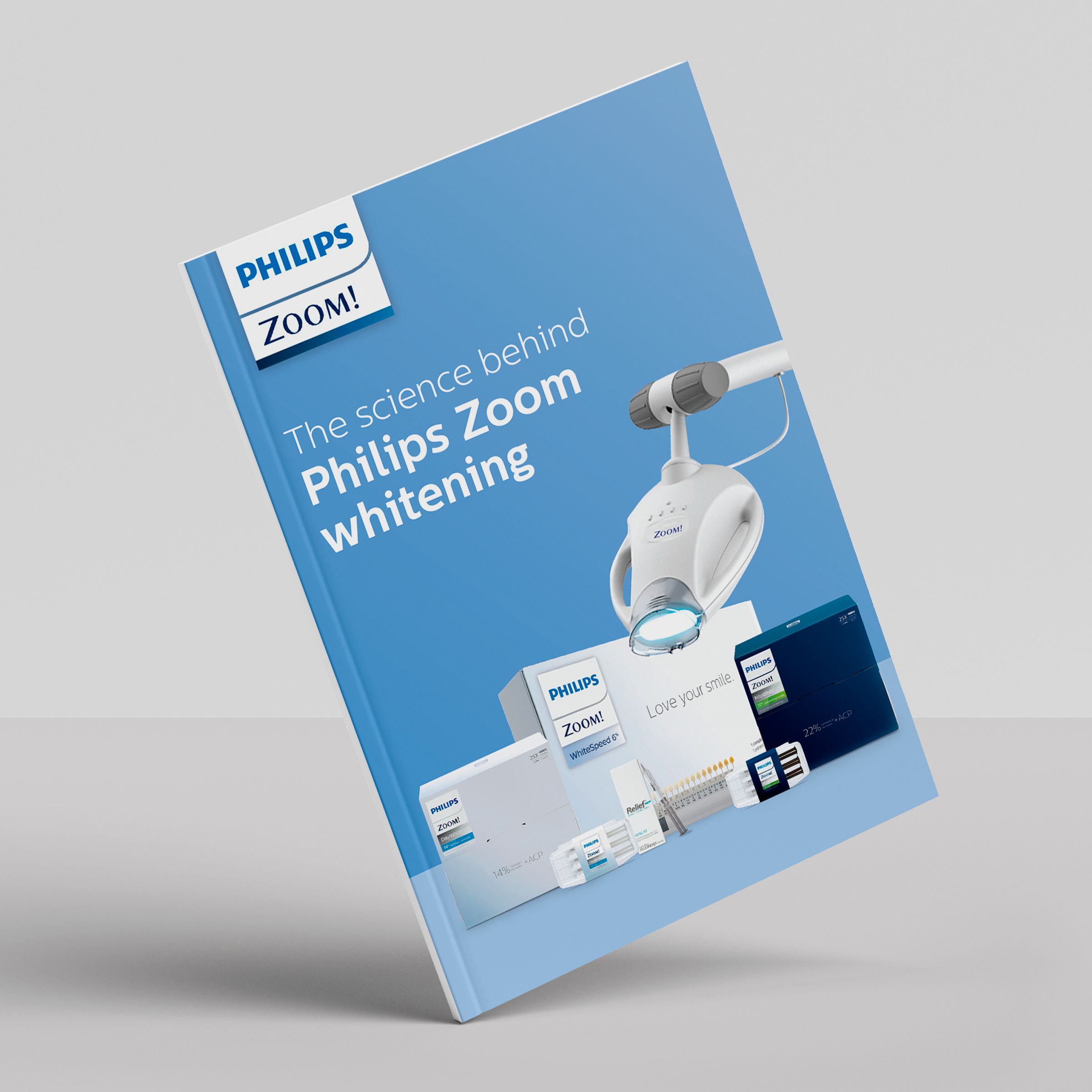 A packet of materials about the science of Philips Zoom! whitening.
