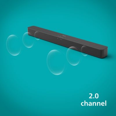 Stereo sound with no distortions. 2.0 channels, 60 W max