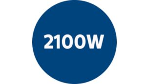 Motor van 2100 watt genereert max. zuigkracht van 425 W