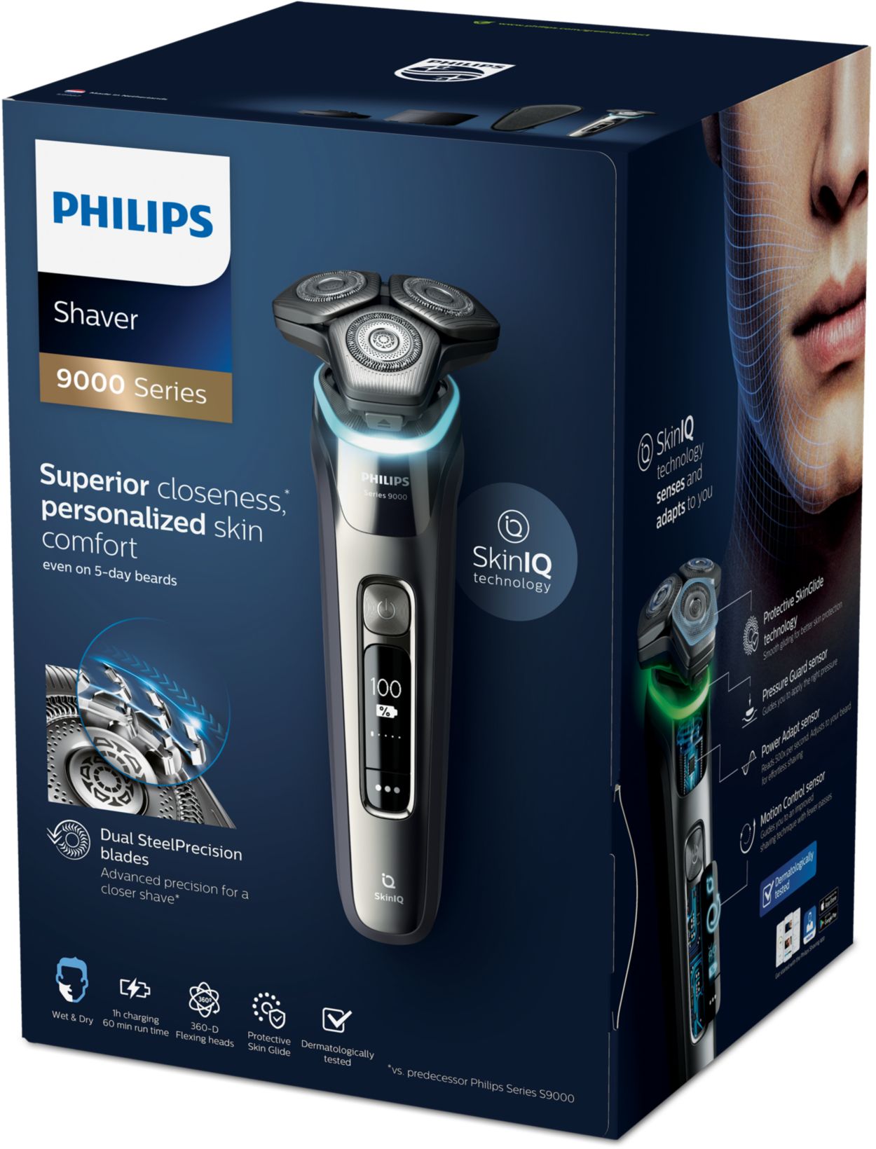 Shaver series 9000 Wet and dry electric shaver with 3 accessories