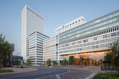 Exterior view of Erasmus MC hospital complex with modern multi-story buildings
