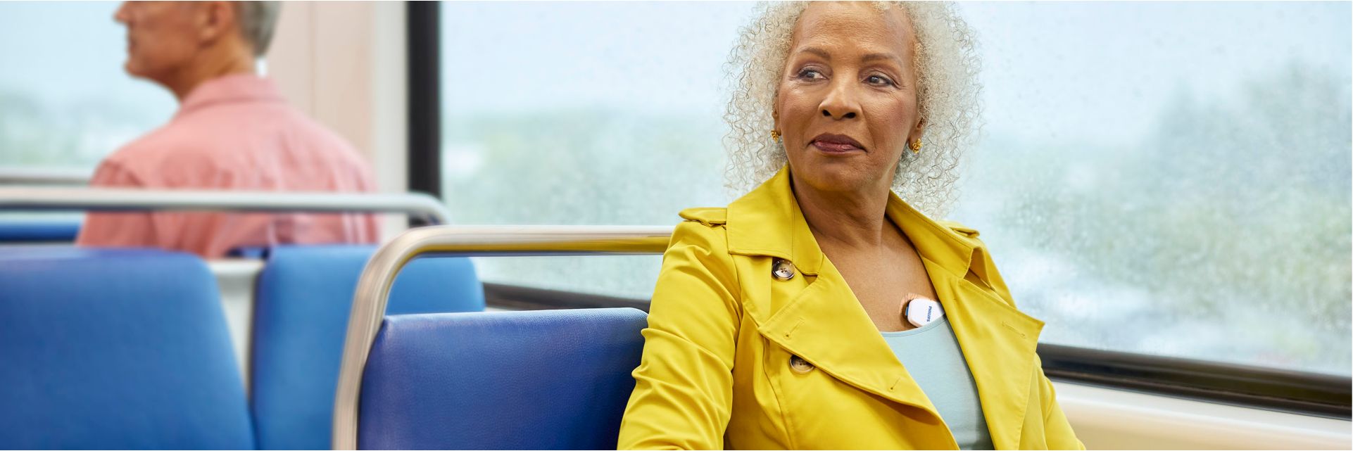 extended Holter epatch patient on train