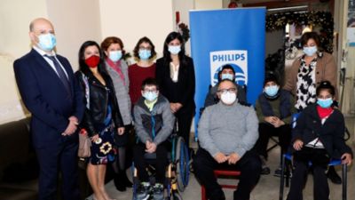 Philips Foundation and SESOBEL team with children and community members in Lebanon